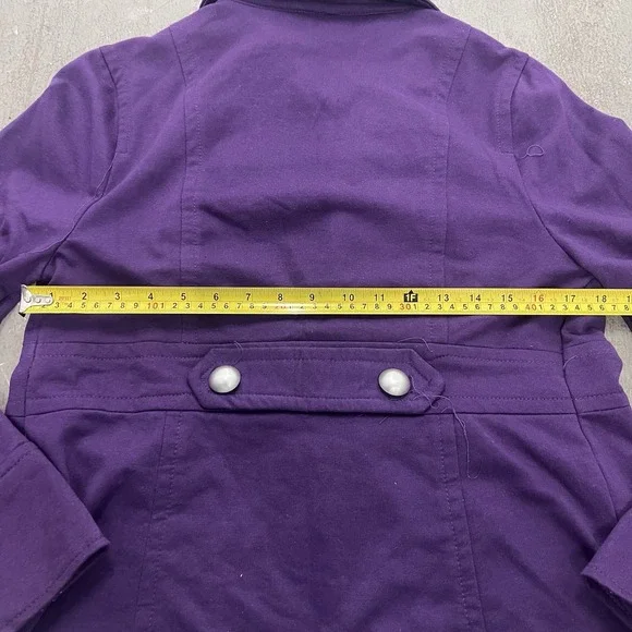 Therapy by Lane Crawford Women's Purple Pea Coat Size Large Double Breasted Wool - Picture 9 of 10